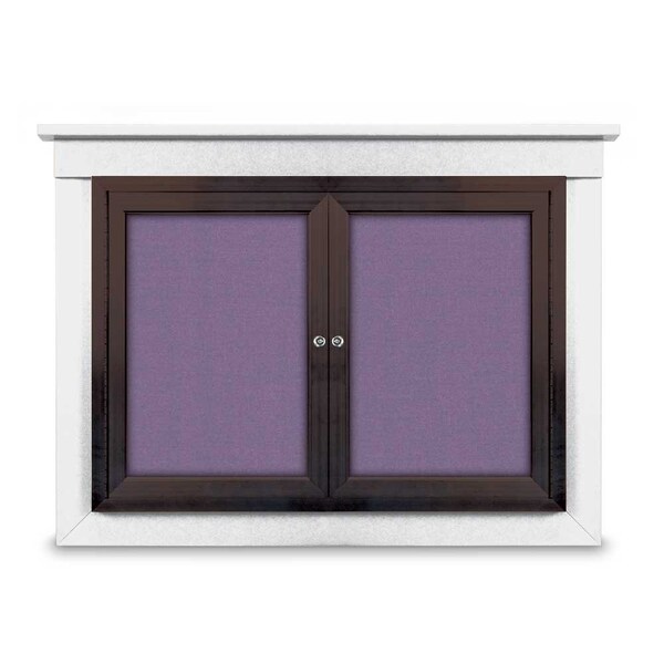 48"x36" 2-Door Enclosed Letterboard, Green Vinyl/Walnut